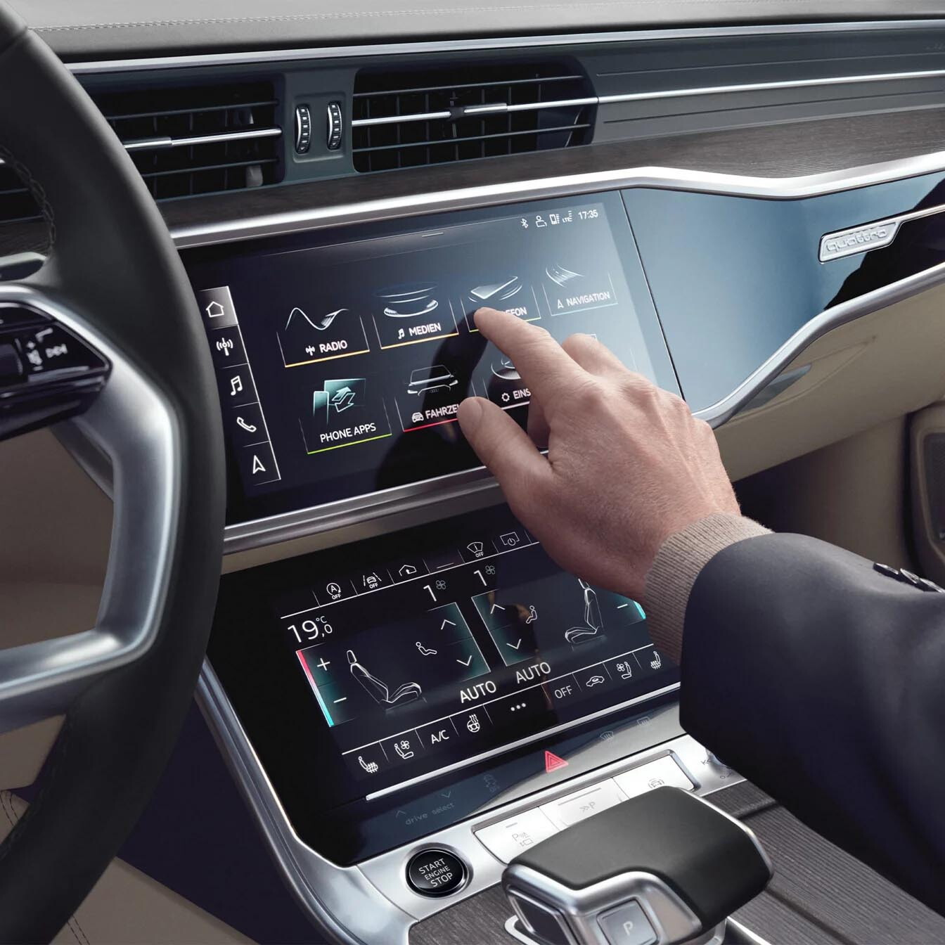 audi a6 berline interieur beige bekleding infotainment