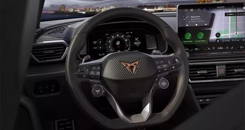 cupra leon interieur stuur en infotainment