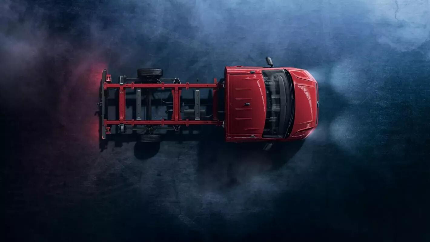 Volkswagen bedrijfsvoertuigen crafter chassis hermans herentals rood bovenaanzicht