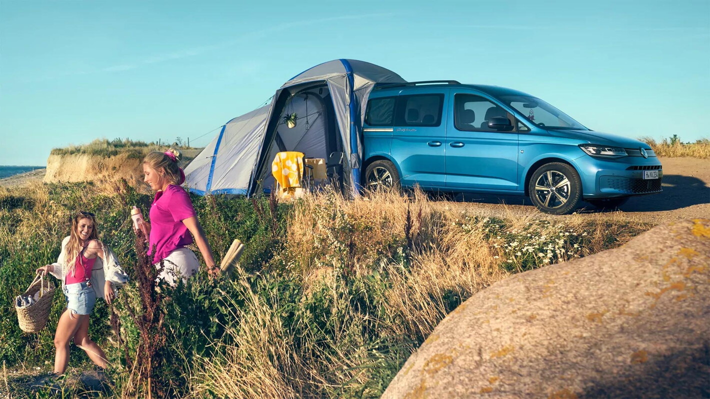 Volkswagen bedrijfswagen caddy california blauw camperen