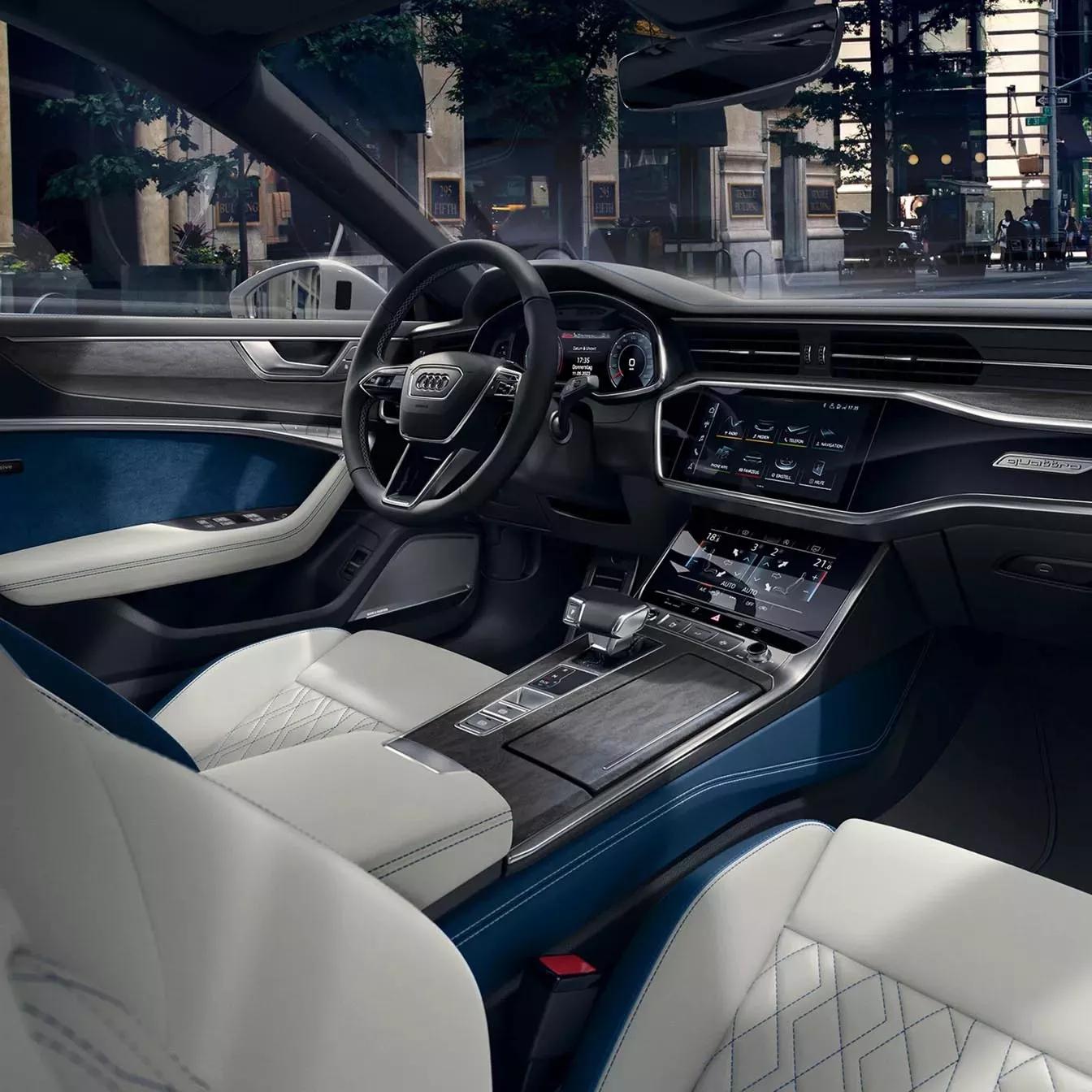 audi a7 sportback interieur witte beige bekleding met infotainment